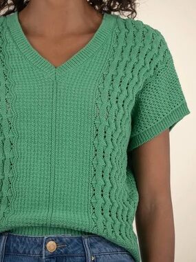 Kut from the Kloth Cable Knit Short Sleeve Sweater